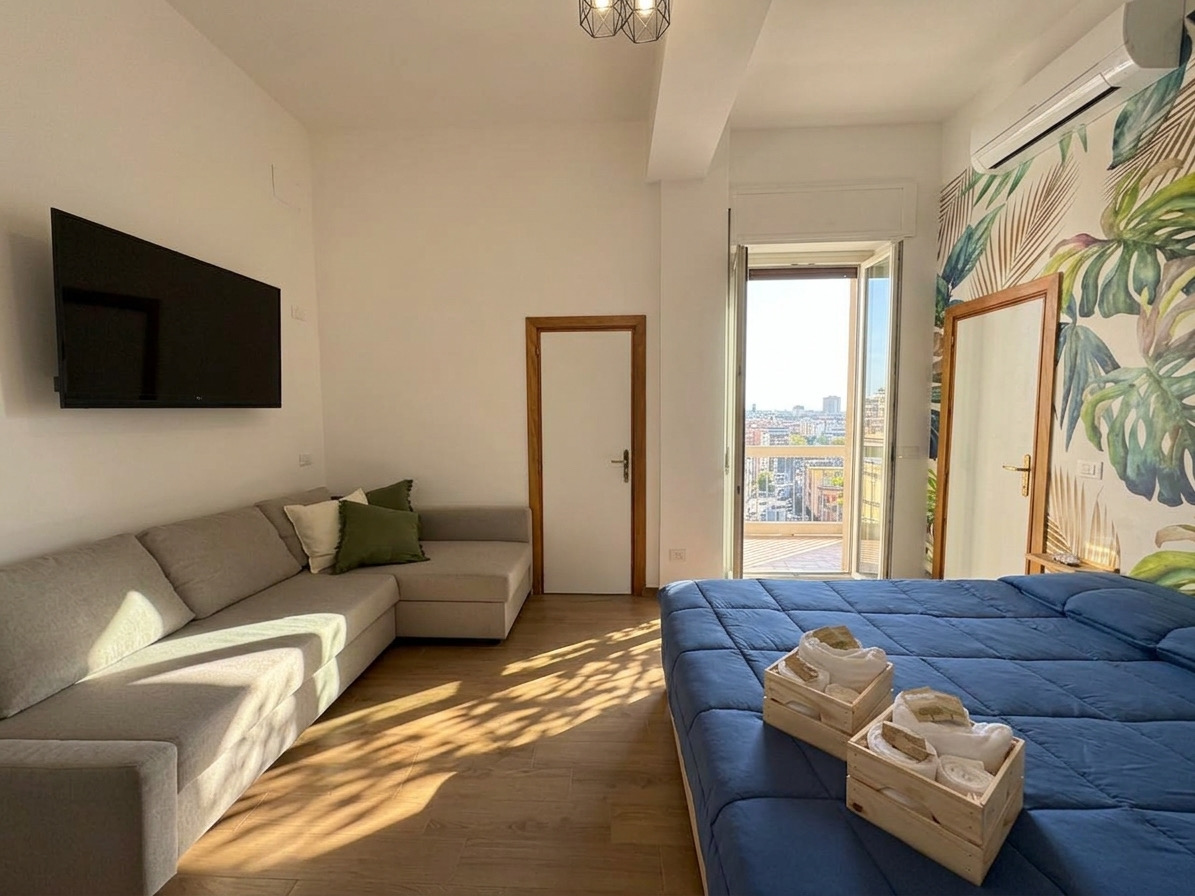 Zona living con divano e TV